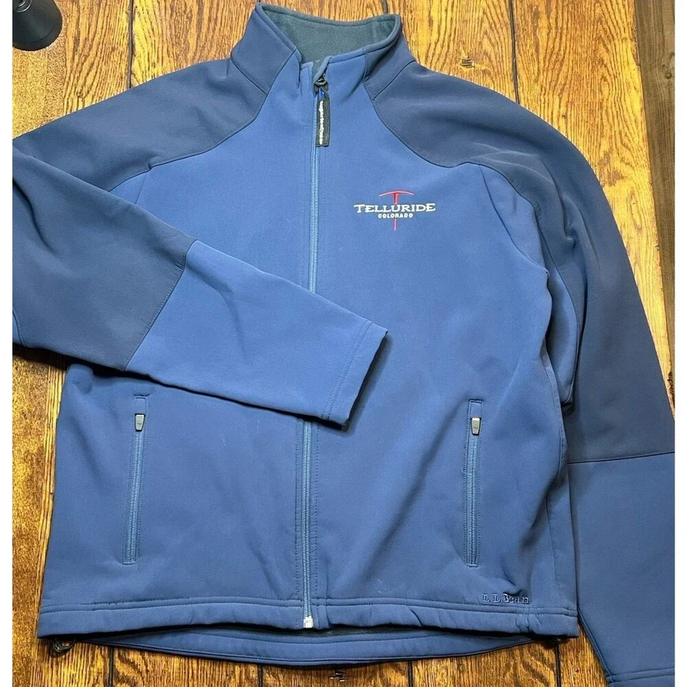L.L. Bean Men’s Jacket  Blue Med Nylon/Spandex/Polyester Fleece Lined- Telluride